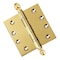 Embassy 4-1/2 x 4-1/2 Solid Brass Ball Bearing Hinge, Polished Brass Finish Acorn Tips 4545BBUS3A-1 - alternate 1